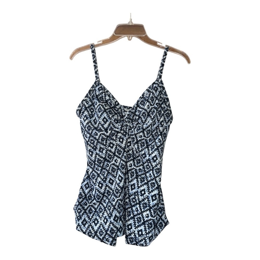 Swim Solutions Women’s Navy Blue Flyaway Tankini Top, Sz 10, NWT